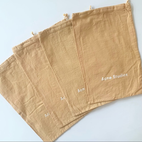 ACNE STUDIO | 1PC CANVAS DUST BAG SMALL WITH DRAWSTRING MODERN LOGO TAN STORAGE - Picture 7 of 8